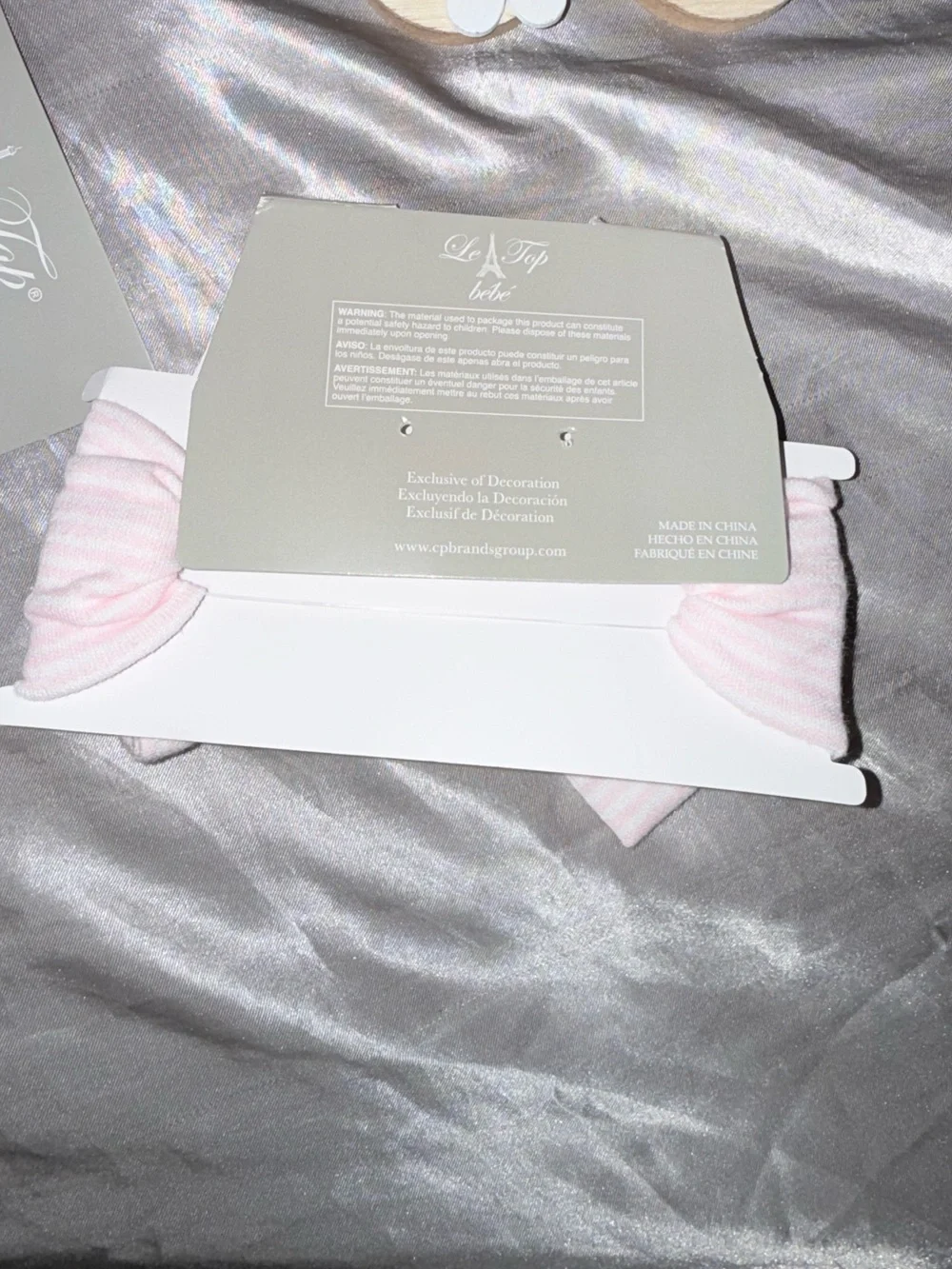 Le Top Pink & White Baby Headband Set with Bow